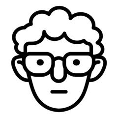 Nerd User Avatar Face Flat Icon Isolated On White Background
