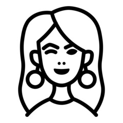 Youn Woman User Avatar Face Flat Icon Isolated On White Background
