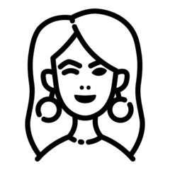 Youn Woman User Avatar Face Flat Icon Isolated On White Background