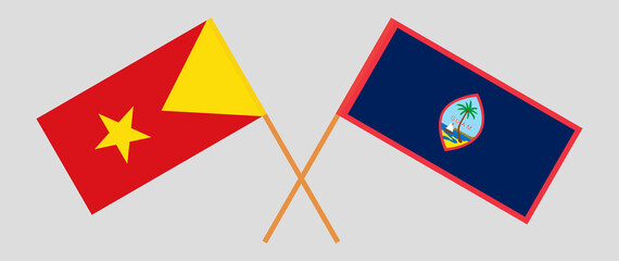 Crossed flags of Tigray and Guam. Official colors. Correct proportion