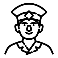 Officer Face Avatar Flat Icon Isolated On White Background