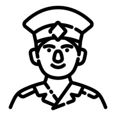Officer Face Avatar Flat Icon Isolated On White Background
