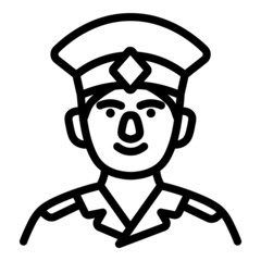 Officer Face Avatar Flat Icon Isolated On White Background