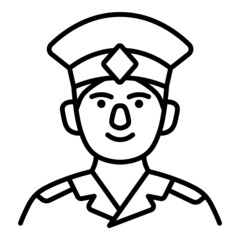 Officer Face Avatar Flat Icon Isolated On White Background
