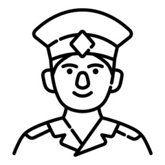 Officer Face Avatar Flat Icon Isolated On White Background