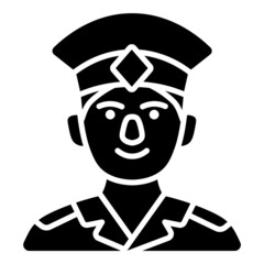 Officer Face Avatar Flat Icon Isolated On White Background