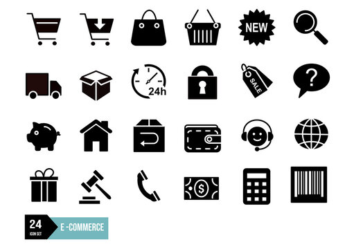 ZESTAW IKON SLKEP INTERNETOWY , E- COMMERCE. 24 IKONY W&Oacute;ZEK, ZAKUPY, PRTFEL, ZWEOT KALKULACJA, KONTAKT , POMOC, LICYTACJ