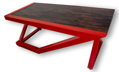 Table in a modern style.
Loft table.
Metal table with wooden inserts.
