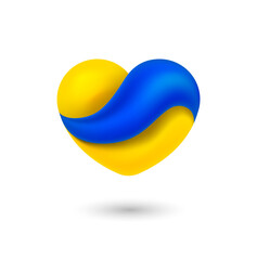 Ukraine flag in a heart shape - Ukraine help concept vector illustration concept isolated on white background 