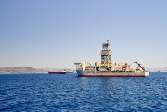 view from the deck of the ferry to some other service ship during sail in Greece. close up