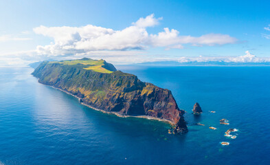 Panorama of Sao Jorge island in the Azores, Portugal
