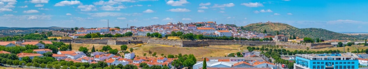 Panorama of Portuguese town Elvas from fort of Saint Luzia