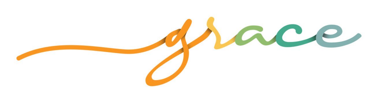 Grace Handwriting Colorful Lettering Calligraphy Banner. Greeting Card Vector Illustration.