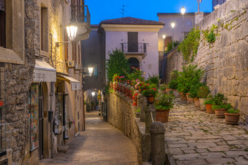 View of a street in the old town of Citta di San Marino