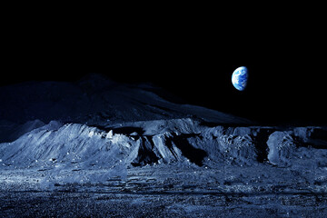 View from the Moon to Earth. Elements of this image furnished by NASA © Artsiom P