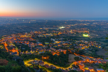 Night aerial view of Valdragone in san marino
