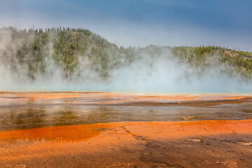 The Grand Prismatic Spring in the Yellowstone National Park, Wyoming.