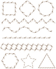 Obraz premium Label frames with floral decor, vintage color set on a white background with a place for lettering. Elements of calligraphic design. Cotton frames. Vector illustration.