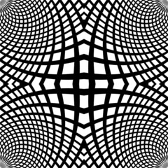 Pattern with optical illusion. Black and white design. Abstract 3D geometrical striped background. Vector illustration kaleidoscope. Solar explosion. Sunburst rays. Banner flyer for show, fair.