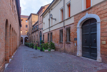 Street in the center of Italian town Ravenna