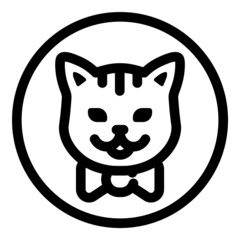 Cat With A Bow Flat Icon Isolated On White Background