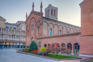 Sunrise view of the cathedral museum in Ferrara in Italy