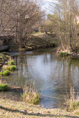 Little river in a natural scenery in Vaduz in Liechtenstein