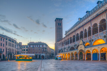 Sunrise over Palazzo della Ragione in Italian town Padua