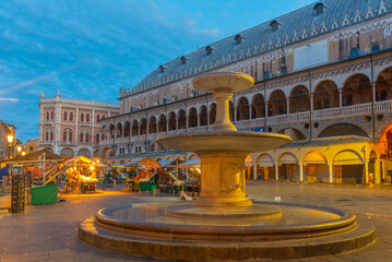 Sunrise over Piazza delle Erbe square in the Italian town Padua