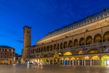 Sunrise over Palazzo della Ragione in Italian town Padua