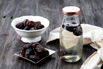 Kurma Nabeez, Date Fruit Overnight Infused Water in a Bottle, Popular Healthy Drink during Ramadhan.