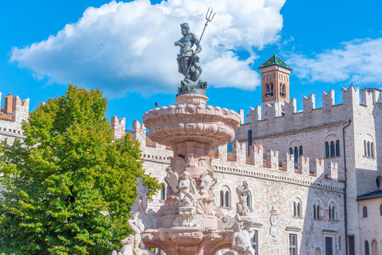Neptune fountain  in Italian town Trento