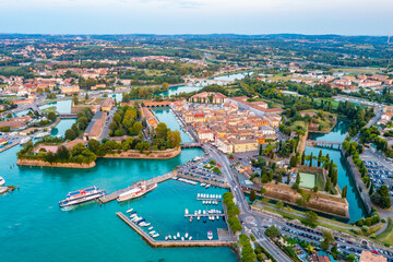 Aerial view of Italian town Peschiera del Garda