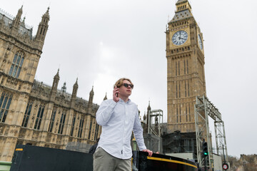 Student  talkink on phone in London