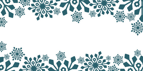Winter greeting card leaflet header Christmas decoration background. Cute snowflake ice symbol of winter