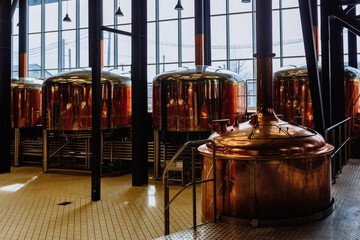 Modern brewery. Crafr beer production line