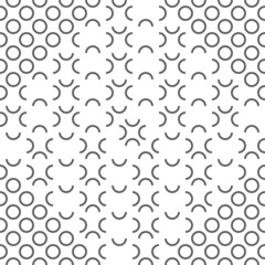 Vector illustration. Geometric seamless pattern. Contour circle and semicircle in the form of a rhombus. Spotted gray - white background. Simple abstract background with polka dots.