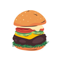 flat big burger illustration