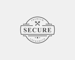 Vintage Retro Badge Locksmith Labels Design Element for Safety security Logo Inspiration