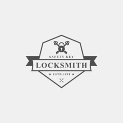 Vintage Retro Badge Locksmith Labels Design Element for Safety security Logo Inspiration
