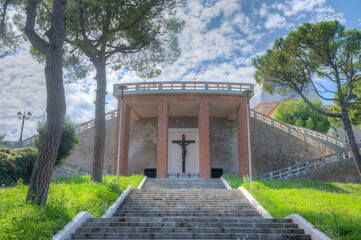 Staircase leading to the sanctuary of the Holy House of Loreto in Italy