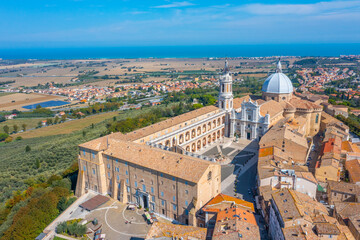 Aerial view of the Sanctuary of the Holy House of Loreto in Italy