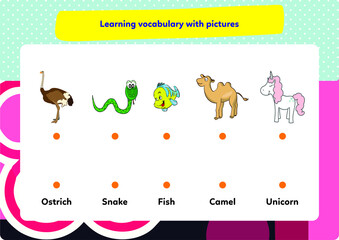 This worksheet is about learning pictures and words.