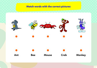 This worksheet is about matching pictures and their words.