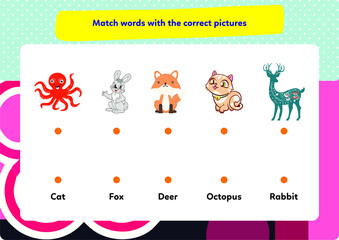 This worksheet is about matching pictures and their words.