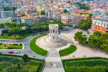 Aerial view of war memorial in the Italian town Ancona