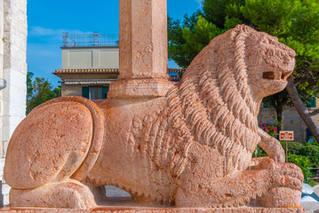 Lion statue at the cathedral of Ancona, Italy