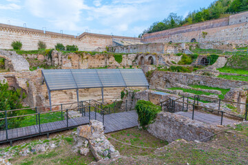 View of a roman amphitheatre in Italian town Ancona