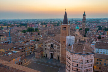 Sunrise view of the Cathedral of Parma in Italy