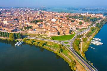 Bridge of Saint George leading to the Saint George castle in Mantua, Italy